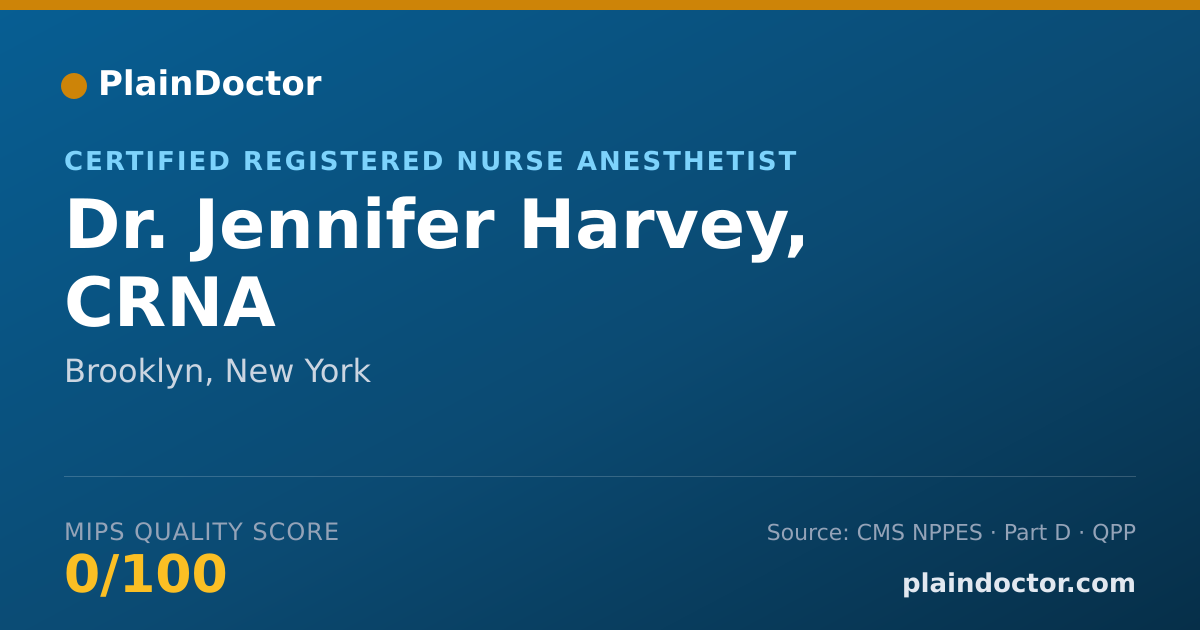 Shareable card for Jennifer Harvey, CRNA - Certified Registered Nurse Anesthetist, Brooklyn, NY