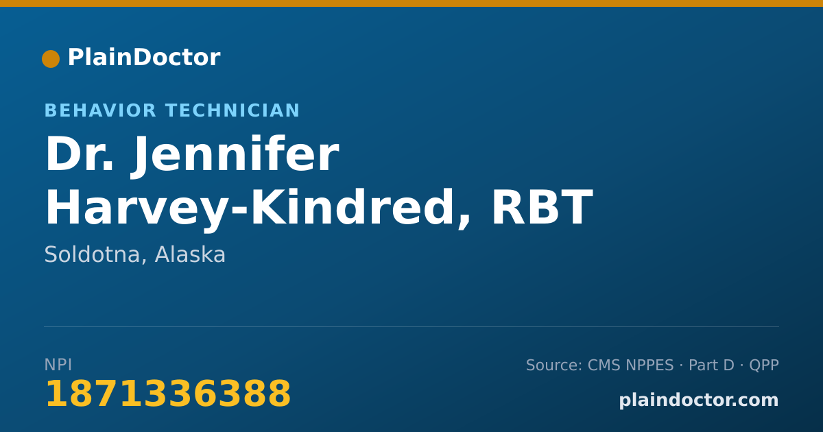 Shareable card for Jennifer Harvey-Kindred, RBT - Behavior Technician, Soldotna, AK