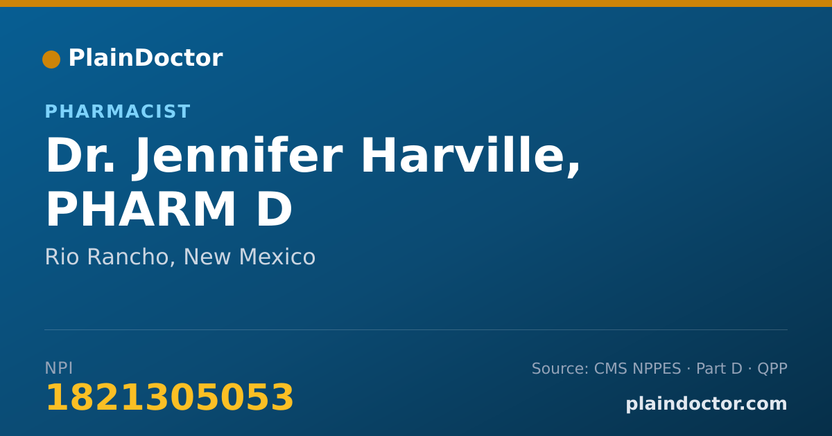 Shareable card for Jennifer Harville, PHARM D - Pharmacist, Rio Rancho, NM