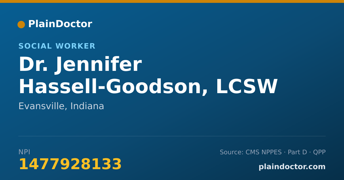 Shareable card for Jennifer Hassell-Goodson, LCSW - Social Worker, Evansville, IN