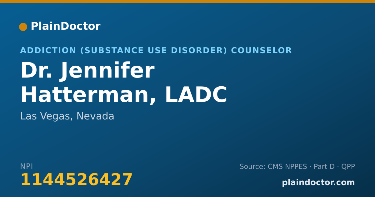 Shareable card for Jennifer Hatterman, LADC - Addiction (Substance Use Disorder) Counselor, Las Vegas, NV