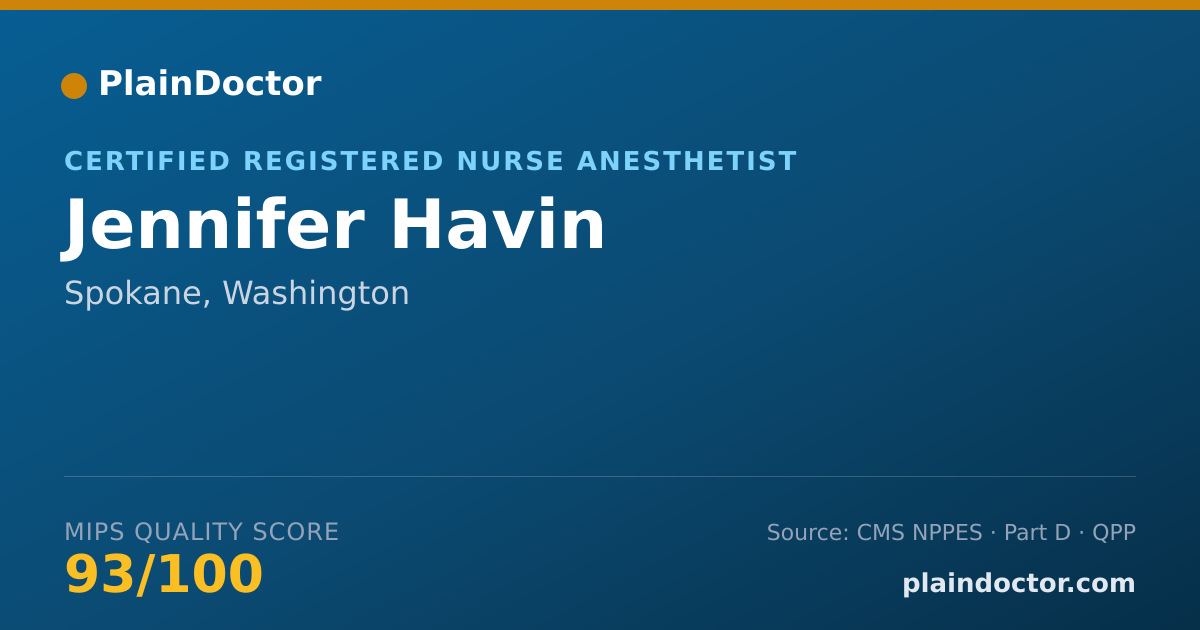 Shareable card for Jennifer Havin - Certified Registered Nurse Anesthetist, Spokane, WA