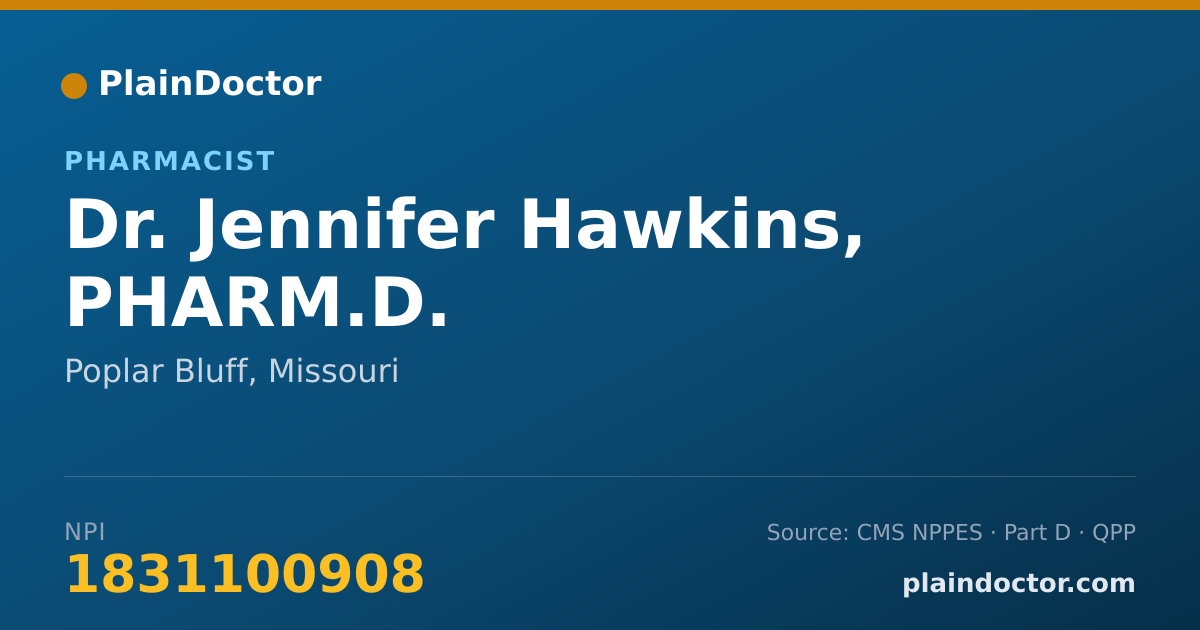 Shareable card for Jennifer Hawkins, PHARM.D. - Pharmacist, Poplar Bluff, MO