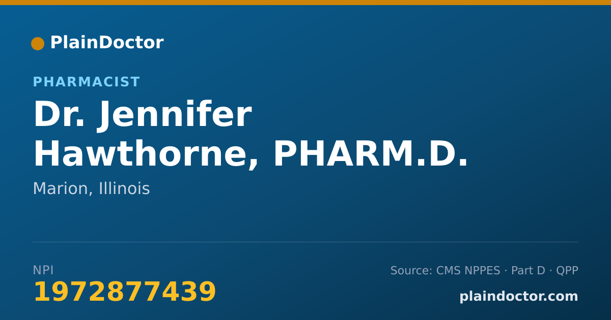 Shareable card for Jennifer Hawthorne, PHARM.D. - Pharmacist, Marion, IL