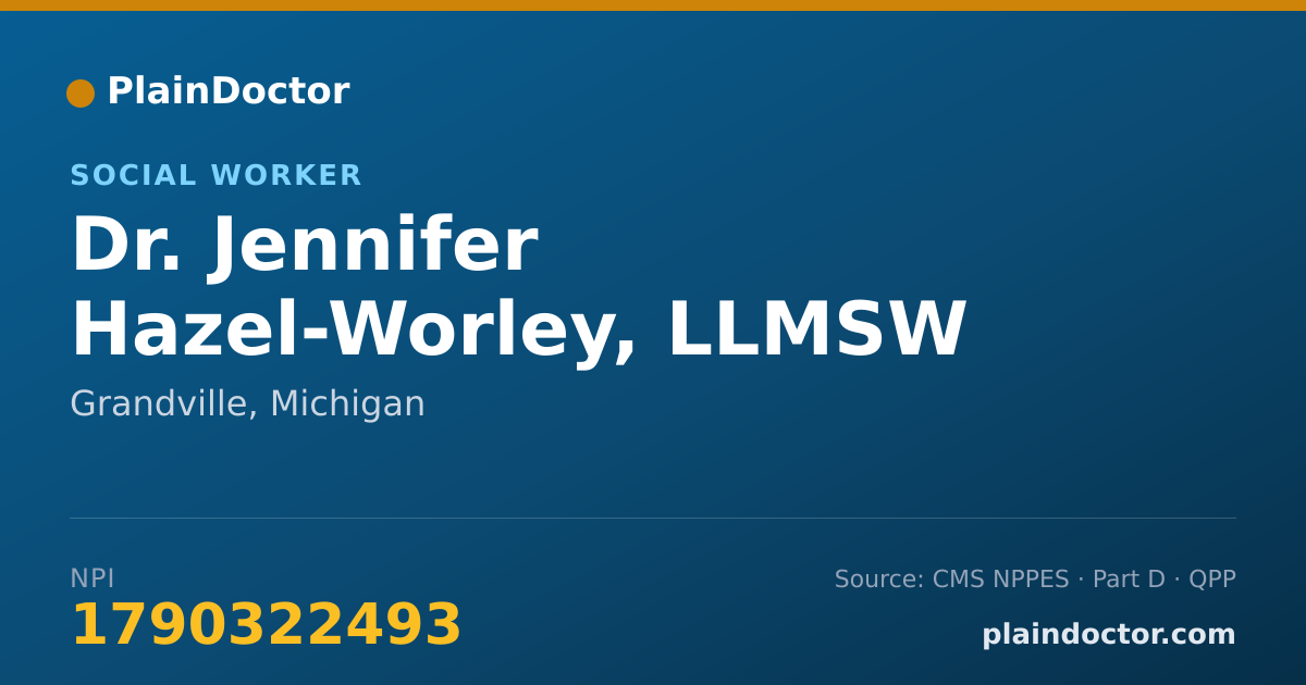 Shareable card for Jennifer Hazel-Worley, LLMSW - Social Worker, Grandville, MI