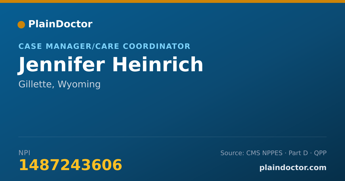 Shareable card for Jennifer Heinrich - Case Manager/Care Coordinator, Gillette, WY