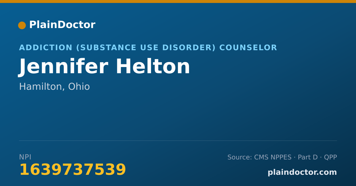 Shareable card for Jennifer Helton - Addiction (Substance Use Disorder) Counselor, Hamilton, OH