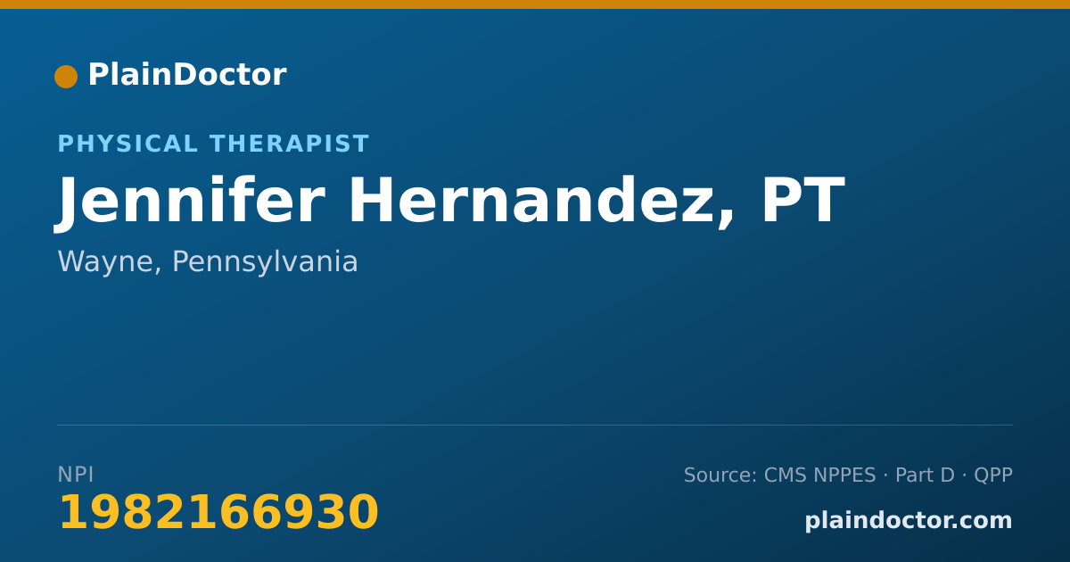 Shareable card for Jennifer Hernandez, PT - Physical Therapist, Wayne, PA