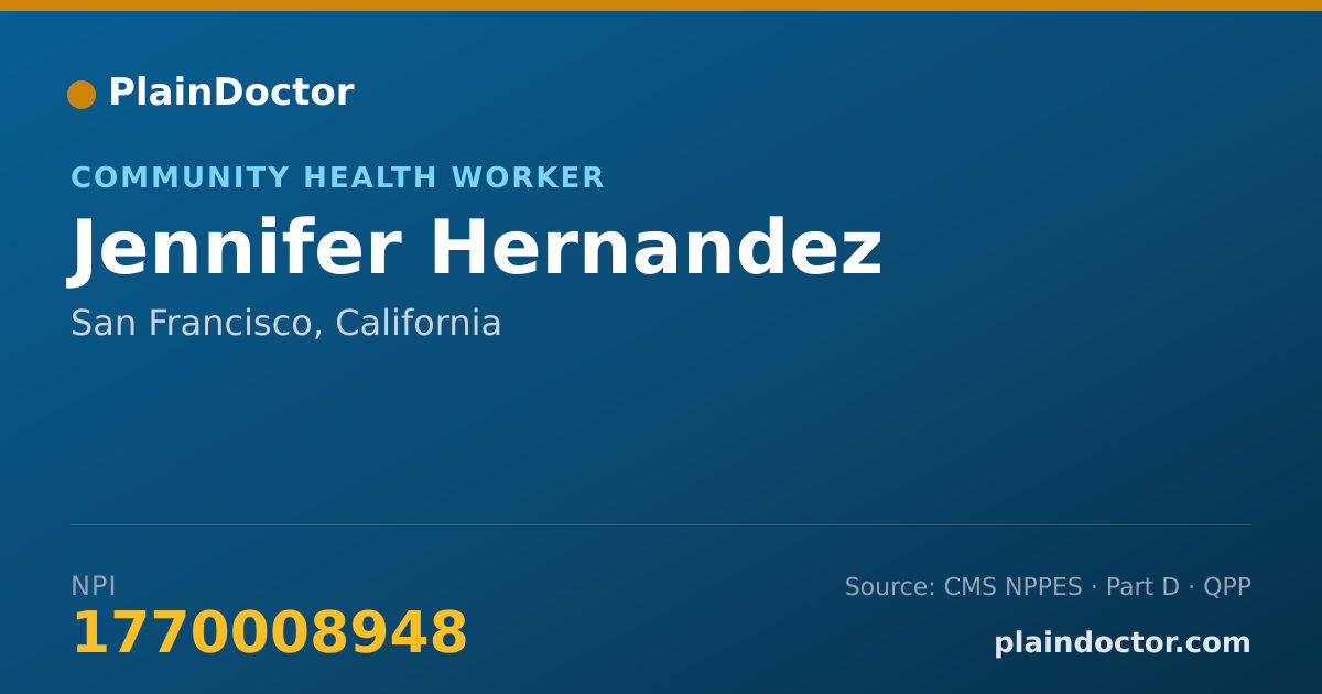 Shareable card for Jennifer Hernandez - Community Health Worker, San Francisco, CA