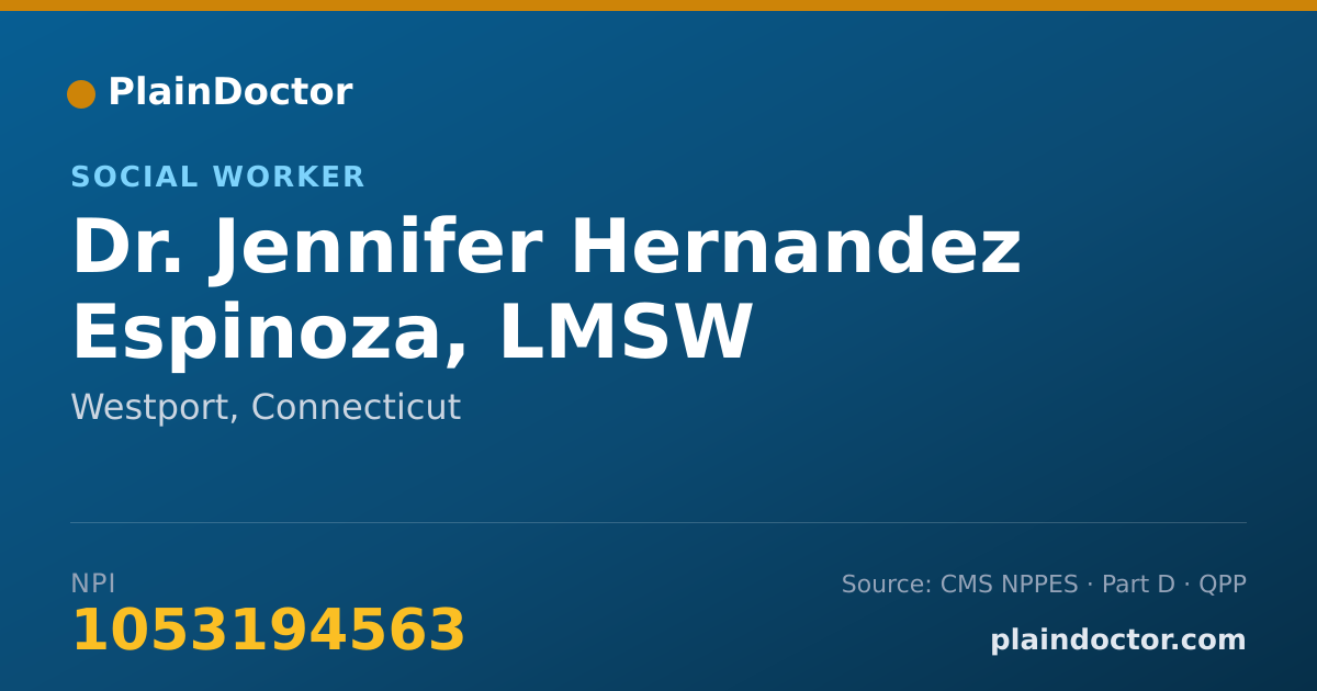 Shareable card for Jennifer Hernandez Espinoza, LMSW - Social Worker, Westport, CT