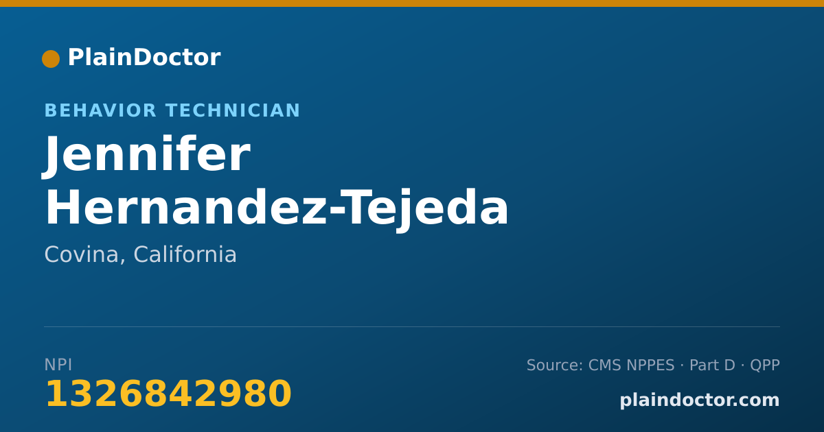 Shareable card for Jennifer Hernandez-Tejeda - Behavior Technician, Covina, CA