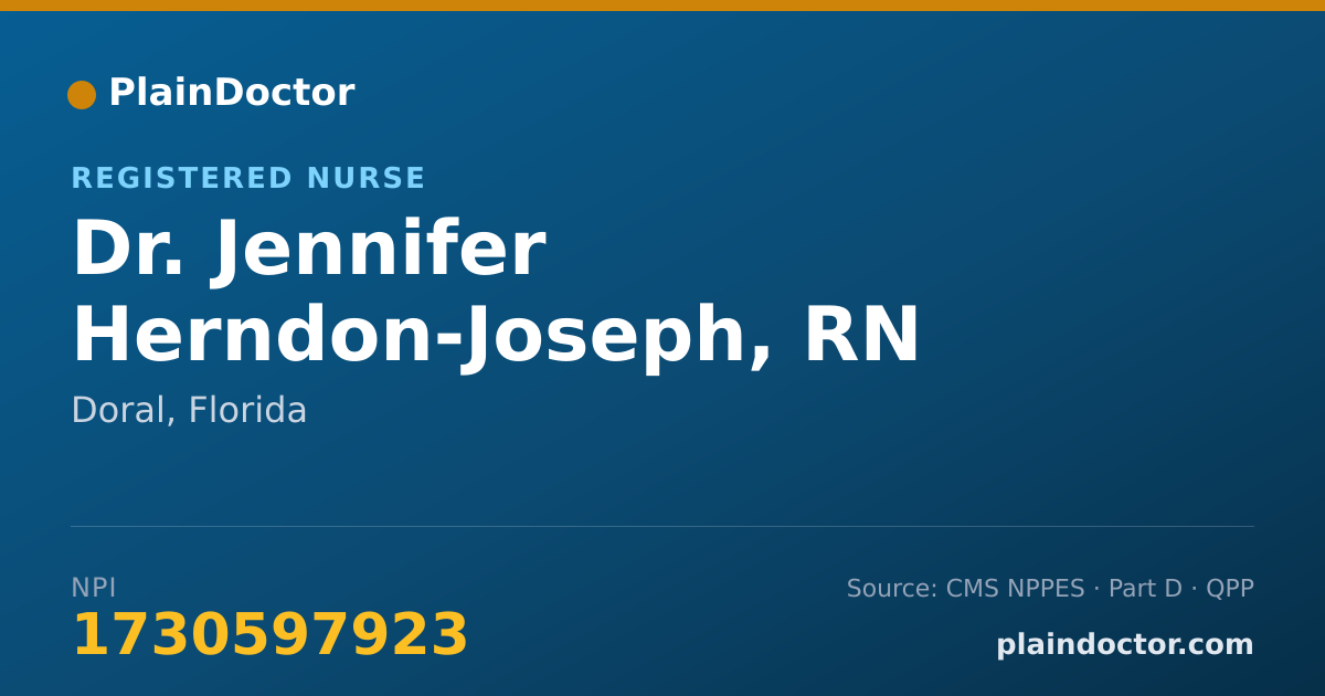 Shareable card for Jennifer Herndon-Joseph, RN - Registered Nurse, Doral, FL