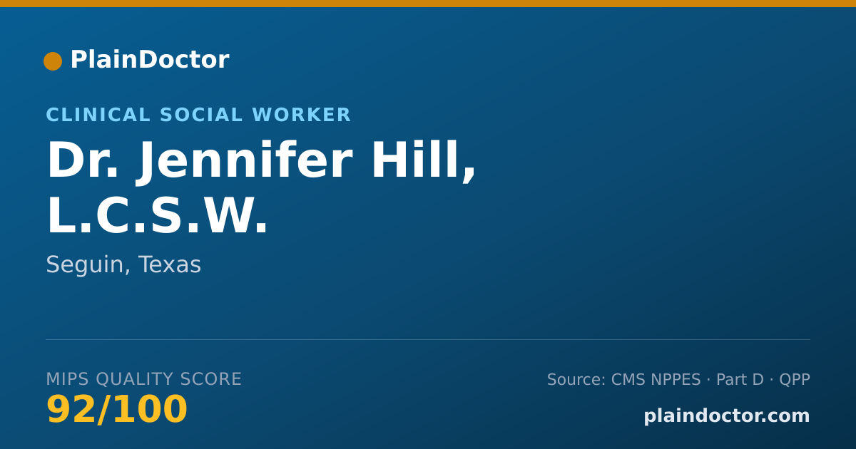 Shareable card for Jennifer Hill, L.C.S.W. - Clinical Social Worker, Seguin, TX