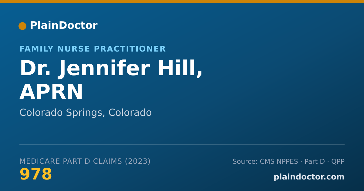 Shareable card for Jennifer Hill, APRN - Family Nurse Practitioner, Colorado Springs, CO