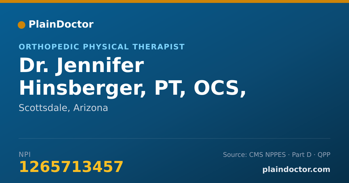 Shareable card for Jennifer Hinsberger, PT, OCS, CSCS, PMA-C - Orthopedic Physical Therapist, Scottsdale, AZ