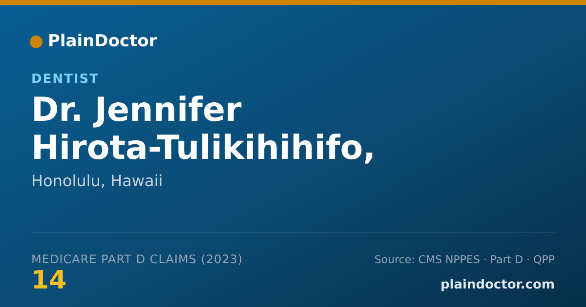 Shareable card for Jennifer Hirota-Tulikihihifo, DDS - Dentist, Honolulu, HI