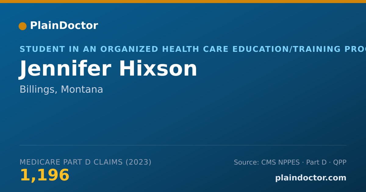 Shareable card for Jennifer Hixson - Student in an Organized Health Care Education/Training Program, Billings, MT