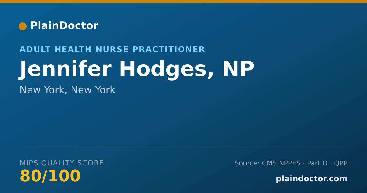 Shareable card for Jennifer Hodges, NP - Adult Health Nurse Practitioner, New York, NY