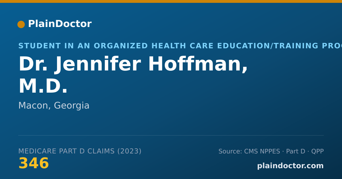 Shareable card for Jennifer Hoffman, M.D. - Student in an Organized Health Care Education/Training Program, Macon, GA