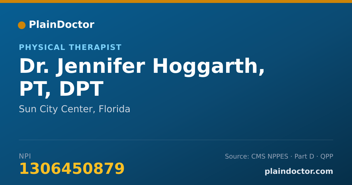 Shareable card for Jennifer Hoggarth, PT, DPT - Physical Therapist, Sun City Center, FL