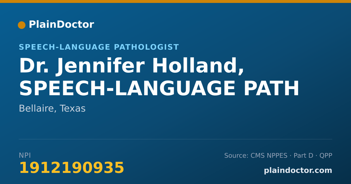 Shareable card for Jennifer Holland, SPEECH-LANGUAGE PATH - Speech-Language Pathologist, Bellaire, TX