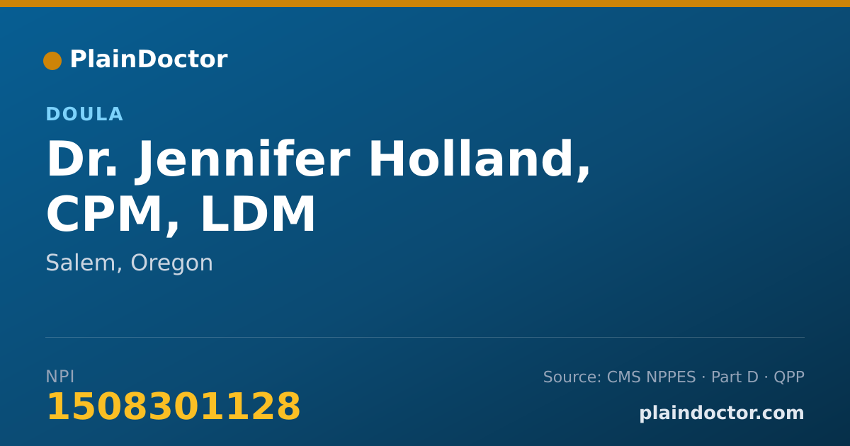 Shareable card for Jennifer Holland, CPM, LDM - Doula, Salem, OR