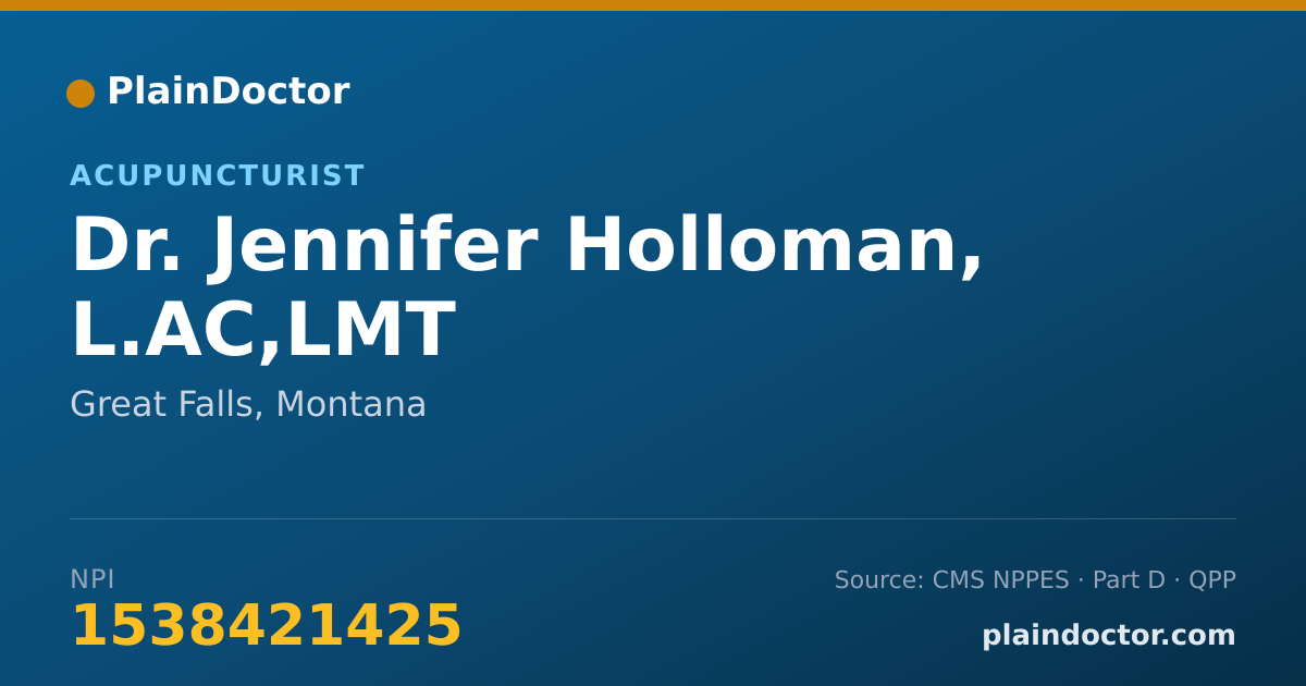 Shareable card for Jennifer Holloman, L.AC,LMT - Acupuncturist, Great Falls, MT