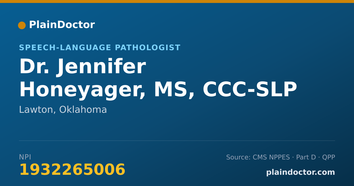 Shareable card for Jennifer Honeyager, MS, CCC-SLP - Speech-Language Pathologist, Lawton, OK