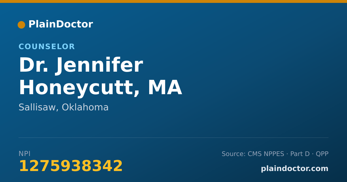 Shareable card for Jennifer Honeycutt, MA - Counselor, Sallisaw, OK