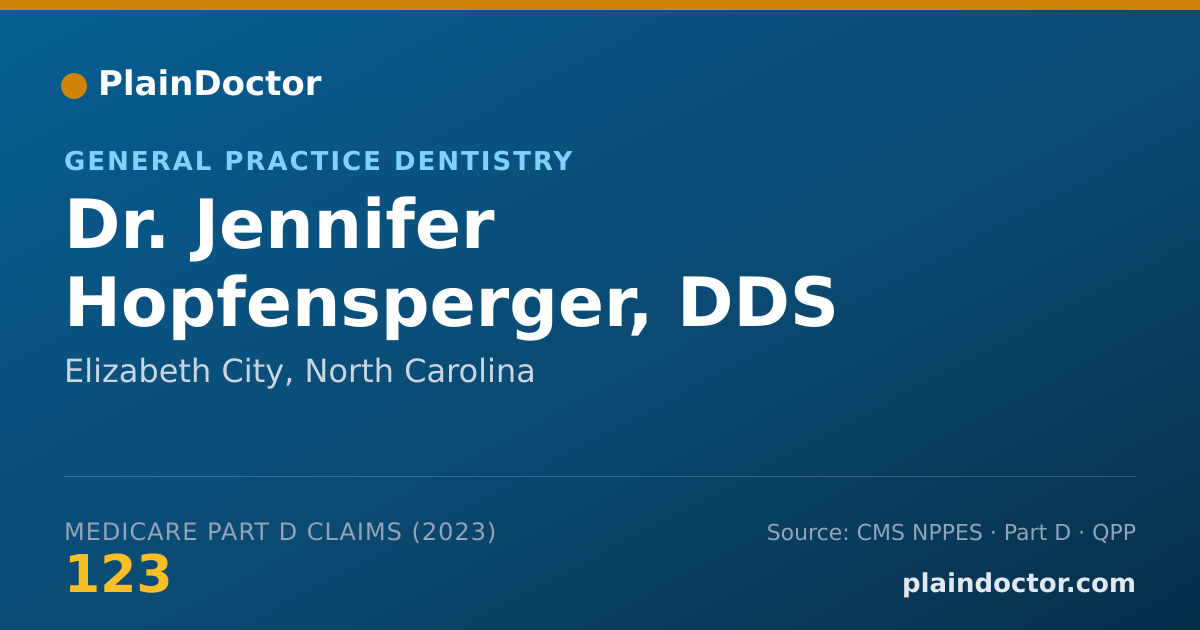 Shareable card for Jennifer Hopfensperger, DDS - General Practice Dentistry, Elizabeth City, NC