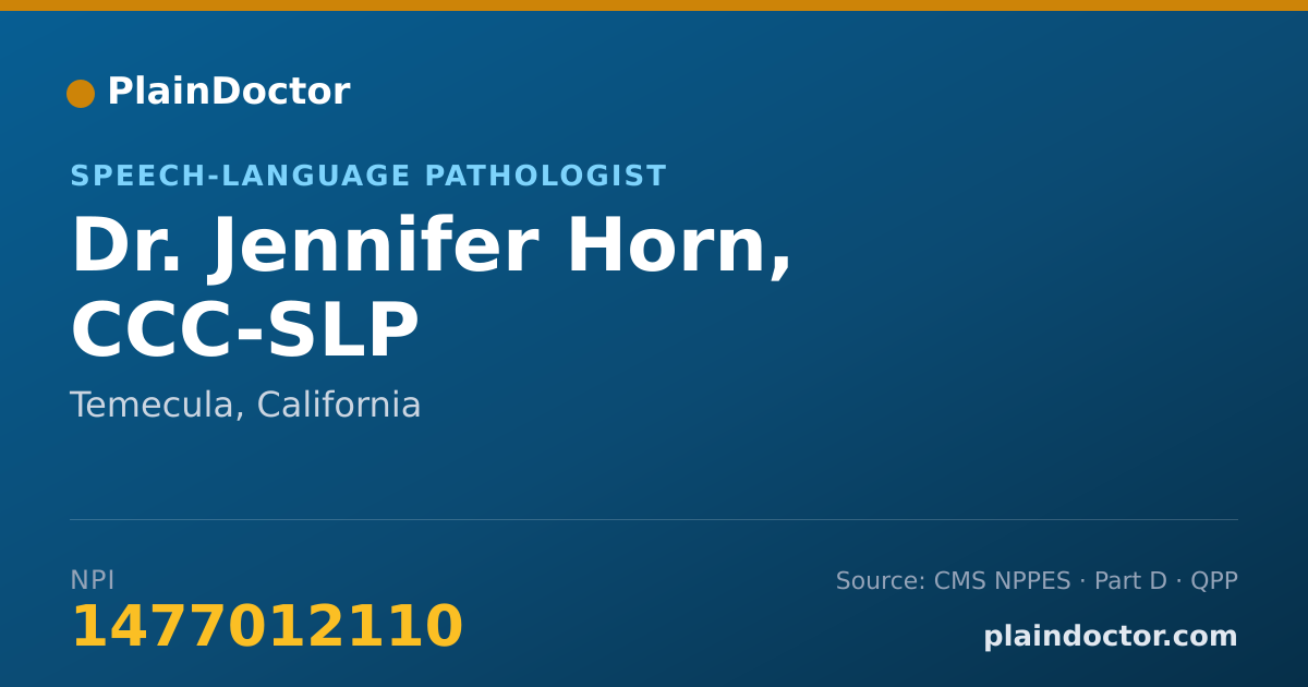 Shareable card for Jennifer Horn, CCC-SLP - Speech-Language Pathologist, Temecula, CA