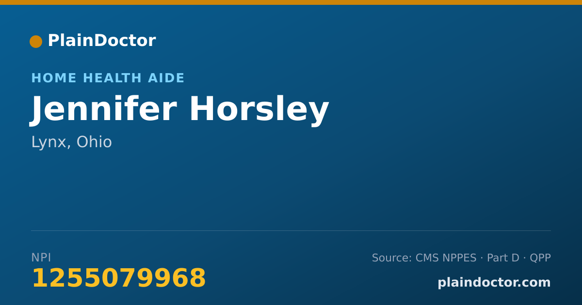 Shareable card for Jennifer Horsley - Home Health Aide, Lynx, OH