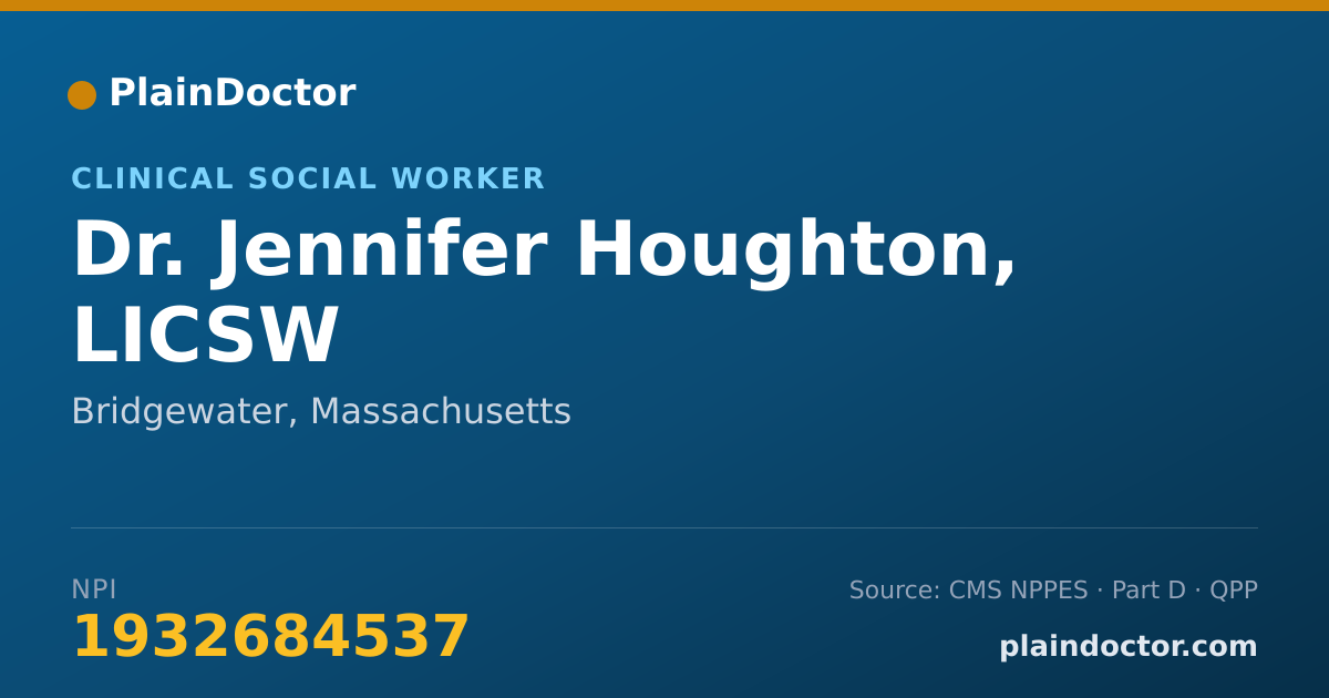 Shareable card for Jennifer Houghton, LICSW - Clinical Social Worker, Bridgewater, MA