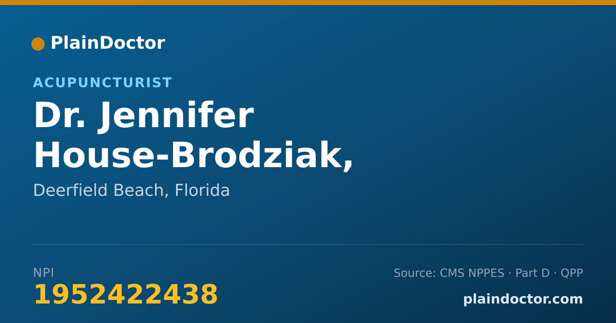 Shareable card for Jennifer House-Brodziak, ACUPUNCTURIST - Acupuncturist, Deerfield Beach, FL