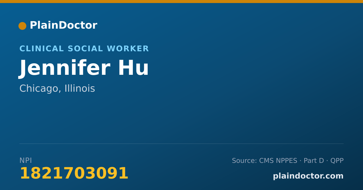 Shareable card for Jennifer Hu - Clinical Social Worker, Chicago, IL