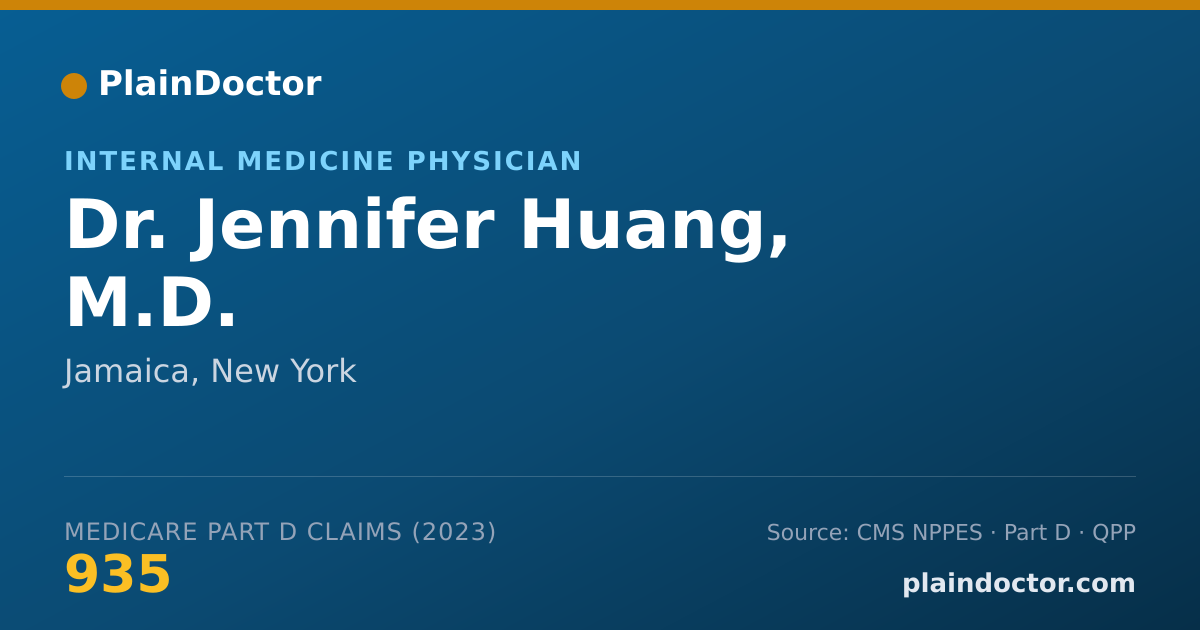 Shareable card for Jennifer Huang, M.D. - Internal Medicine Physician, Jamaica, NY
