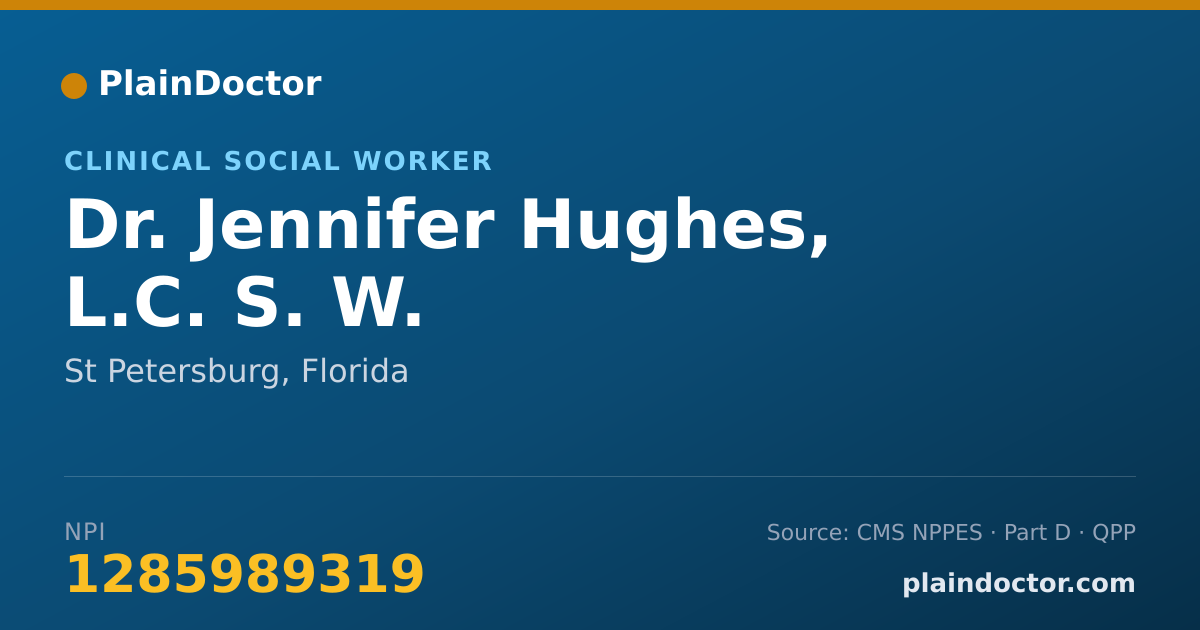 Shareable card for Jennifer Hughes, L.C. S. W. - Clinical Social Worker, St Petersburg, FL