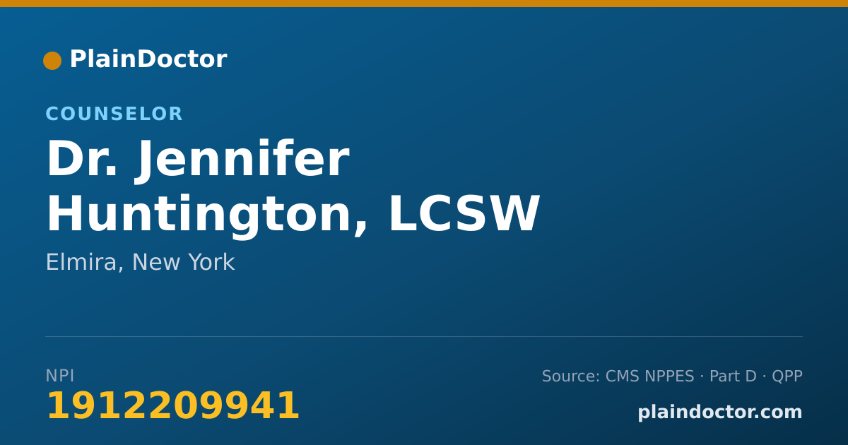 Shareable card for Jennifer Huntington, LCSW - Counselor, Elmira, NY