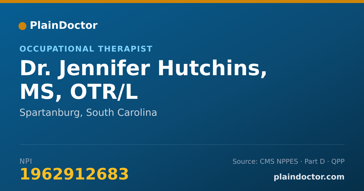 Shareable card for Jennifer Hutchins, MS, OTR/L - Occupational Therapist, Spartanburg, SC