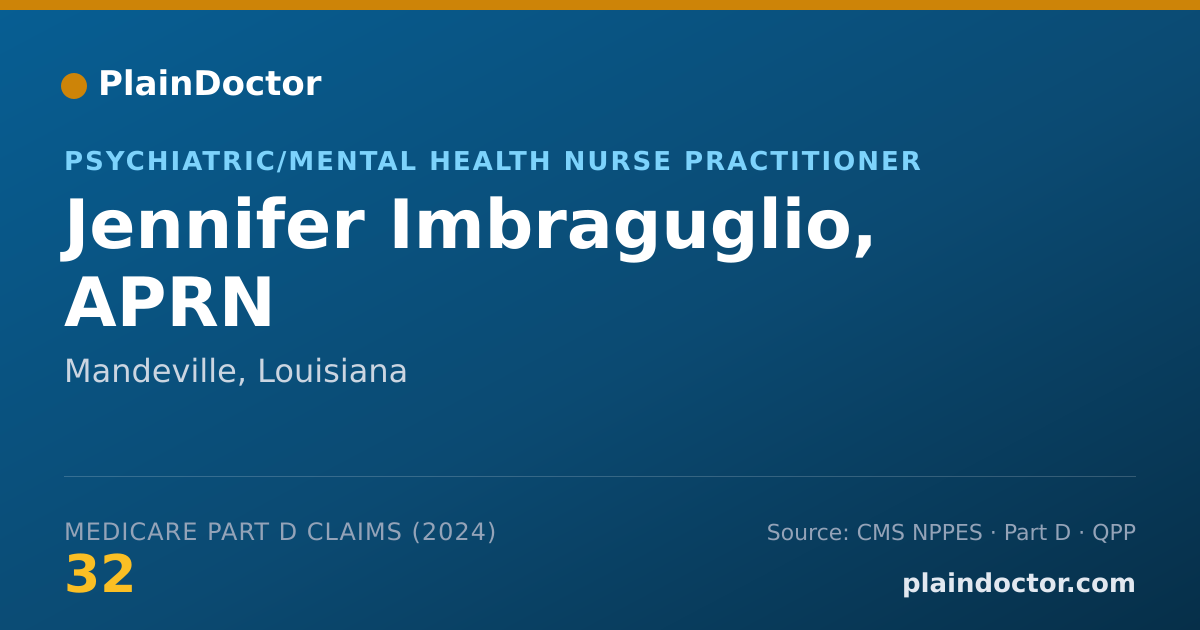 Shareable card for Jennifer Imbraguglio, APRN - Psychiatric/Mental Health Nurse Practitioner, Mandeville, LA