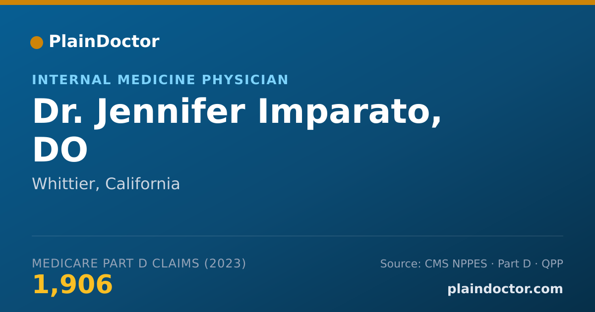 Shareable card for Jennifer Imparato, DO - Internal Medicine Physician, Whittier, CA
