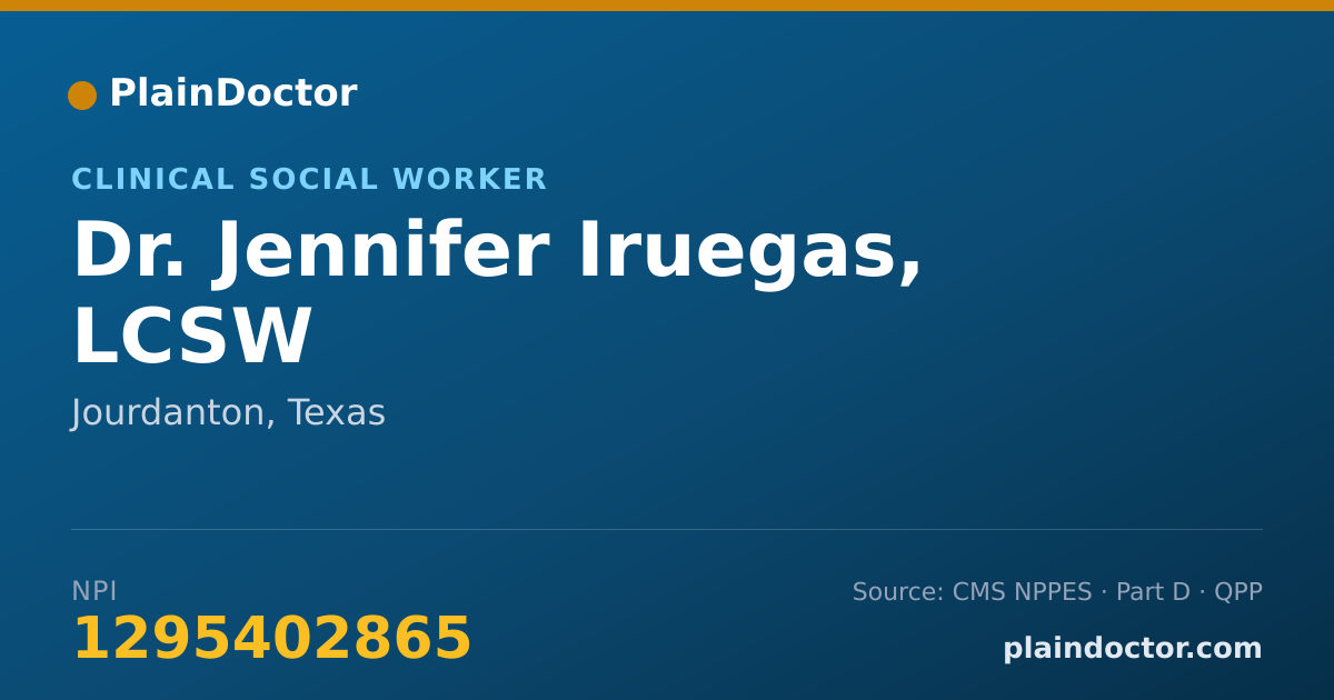 Shareable card for Jennifer Iruegas, LCSW - Clinical Social Worker, Jourdanton, TX