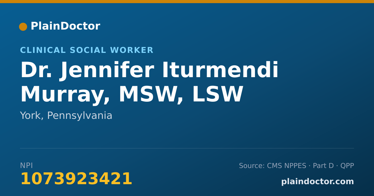 Shareable card for Jennifer Iturmendi Murray, MSW, LSW - Clinical Social Worker, York, PA