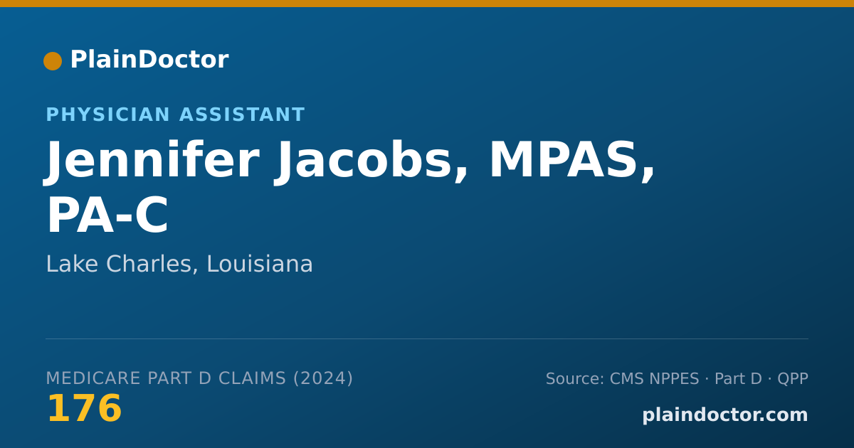 Shareable card for Jennifer Jacobs, MPAS, PA-C - Physician Assistant, Lake Charles, LA