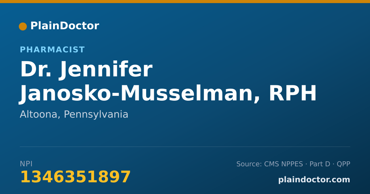 Shareable card for Jennifer Janosko-Musselman, RPH - Pharmacist, Altoona, PA