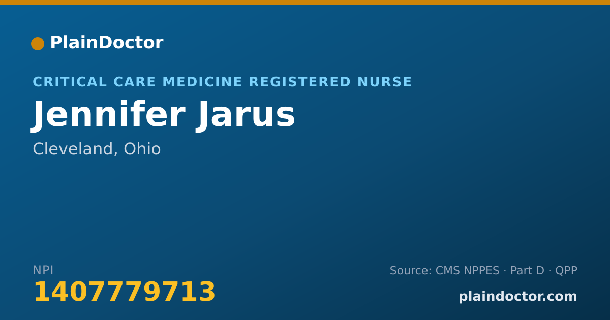 Shareable card for Jennifer Jarus - Critical Care Medicine Registered Nurse, Cleveland, OH