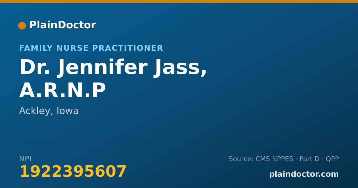 Shareable card for Jennifer Jass, A.R.N.P - Family Nurse Practitioner, Ackley, IA