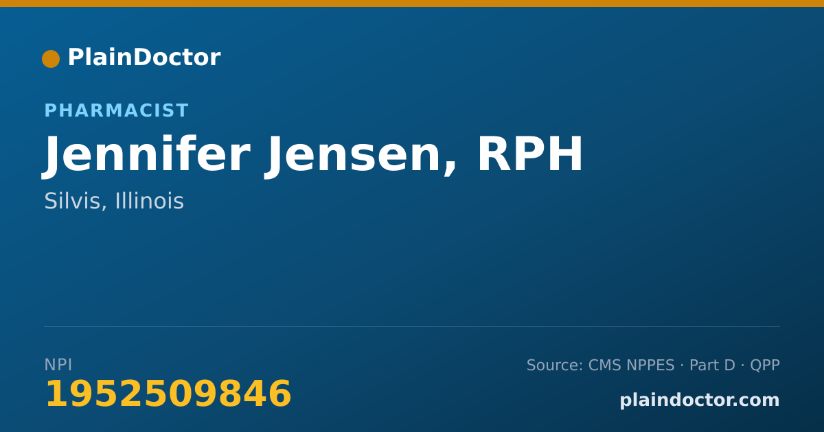 Shareable card for Jennifer Jensen, RPH - Pharmacist, Silvis, IL