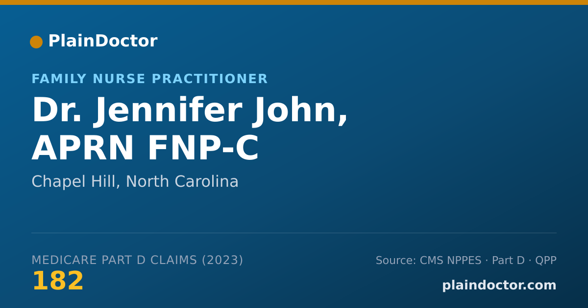 Shareable card for Jennifer John, APRN FNP-C - Family Nurse Practitioner, Chapel Hill, NC