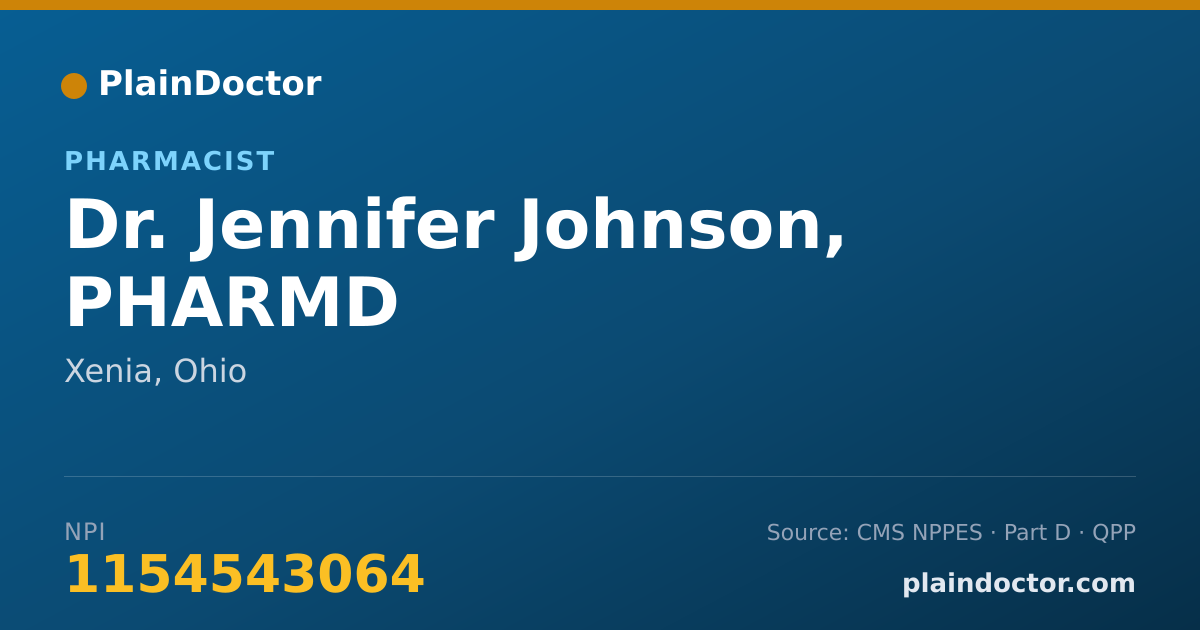 Shareable card for Jennifer Johnson, PHARMD - Pharmacist, Xenia, OH